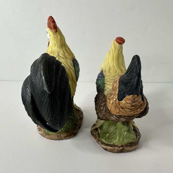 Vtg Lefton China Hand Painted Rooster Hen Figurines 11304 Farm Country Chickens - Picture 4 of 11